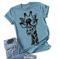 Ženska ljetna modna crtana žirafa Print Okrugli vrat Majica kratkih rukava