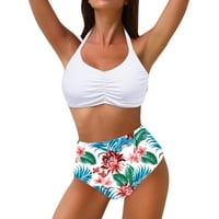 Yubnlvae kupaći kostim za žene Print bikini set Plivanje dva kupaća kostim kupaći kostim plaže - bijeli