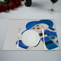 sretan snjegović sa plavim šeširom za placemat stolni mat mat mat, set od 2