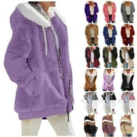 Zimska odjeća za žene, modni topli kaputi Casual Fuzzy Fleece Sherpa Jakne duksevi Pulover plus veličine