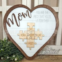 Majčin dan drveni središnji središnji središnji srčani drveni ukras tablice Matični dnevni tabelski