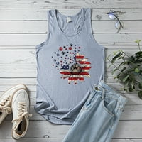 Žene patriotske američke zastave T-majice posade bez rukava bez rukava Dan neovisnosti tiskani sivi