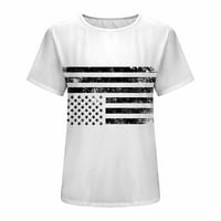 Patriotske majice za ženske majice okruglih vrata modne ležerne kaznene labave bluze zastava bluza kratki