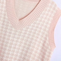 Ženska estetska odjeća casual V-izrez pulover košulja sudar boja bez rukava prsluk za rukava TBKOMH