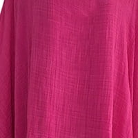 Vrhovi za žene Trendovi Žena O-izrez Majica kratkih rukava Ljetna čvrsto labava bluza Vrhunska ružičasta