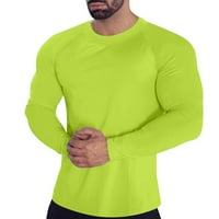 Muško proljeće i ljetni fitnes sportski brzi prženje majica s dugim rukavima okrugla izrez čvrsta boja
