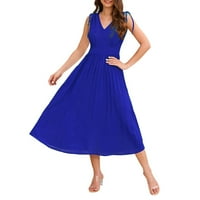Padort haljine za ženske ženske flutter rukave teksturirana haljina plaža plava, l