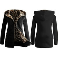Zimski kaputi za žene Leopard Print Topla runa Dugi rukavska jakna Ležerne prilike patentne kapute Odjeća