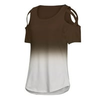 Moonker Womens Tops košulje za žene kratki rukav strapppy hladni ramena majica TEE majica gornje gradijent