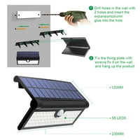 Vanjska solarna zidna svjetla, set 4, PIR senzora motala, LED solarna svjetla, 600lm, IP vodootporna,