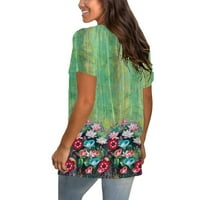 Ženska plus veličina $ $ modni ženski ljetni V-izrez kratki rukav, ležerna majica Bluza Green XXL I6958