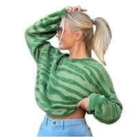 Buigttklop Nema granica džemperi za žene Clearence Plus size Ženski džemper posad vrat Striped toplo