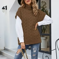 KPOPLK džemper prsluk za žene casual bez rukava i kabl za vrat pleteni džemperi pulover džemper vrhovi
