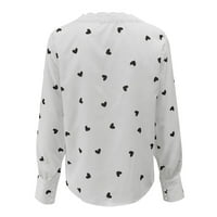 Žene male majice Nohow Košulja Žene Modni print V izrez čipke dugih rukava majica Bluza Bluza Labavi