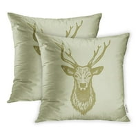 Glava jelena Ručna stil Buck Bijeli apstraktni životinjski antler kolekcija jastučni jastuk na poklopcu