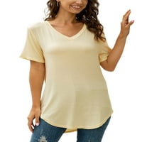 Voguele Women majica kratki rukav vrhovi solidne boje u boji salona tunička bluza labava majica aprisic