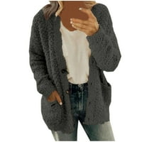 Žene plus veličine Cleariance Casual Plish džemper džepovi gornji odjećni gumbi Kardigan kaput
