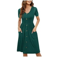Ženske haljine bez rukava bez rukava Dužina koljena ljeto tiskana V-izrez Haljina zelena 2xl