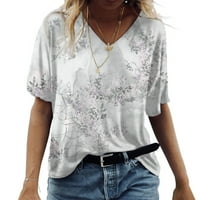Ženska ljetna majica Casual okrugli vrat Modni ispisani labav bluza s kratkim rukavima 2xl