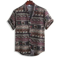 Muške ljetne košulje muške pamučne posteljine kratkih rukava Ležerna majica Havajska majica majica