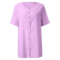 Ženske bluze V-izrez Solidačka bluza Slatka ženska plus ljetna majica za lakiranje vrhovi ljubičaste