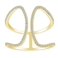 0. Carat okrugli oblik bijeli ručni prsten za dijamantski obljetnici u 14K čvrsti žuto zlatni prsten