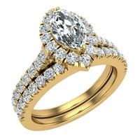 Marquise Cut Halo Diamond Diamond Wedding Ring Set 1. CT 18K Gold