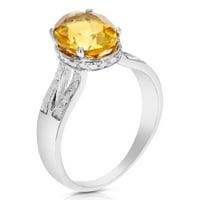 CTTW citrinski prsten u. Sterling srebrna sa rodijumskim postavljanjem ovalne veličine oblika žena odrasla