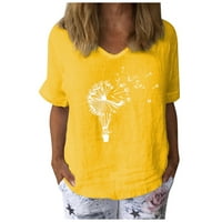Ljetni vrhovi za žene Ženske mastele s kratkim rukavima tiskani V-izrez The The Majica Labava casual bluza