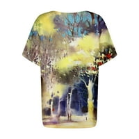 MLQIDK Womens Proljetni vrhovi Ljetni cvjetni uzorak bluza V-izrez kratki rukav udobne dressy tshirts