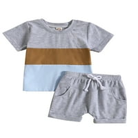 Dječji dječaci ljetne odjeće Kontrastni boju majica kratkih rukava i elastični rollirani kratke hlače