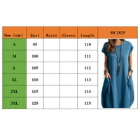 Vruća prodaja kratkih rukava Džepna haljina O-izrez Jedinstveni dizajn za djevojku Plava S