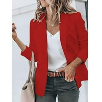 Ženska casual revel otvorena prednja dugi rukav kaput od jakne, crveni, l