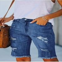 Chueoow ženske ljetne kratke hlače Elastične uništene rupe gamaše kratke hlače traper čipkasti čipke