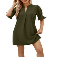 Ženske kratke mini haljine pola rukava s ručicama V rect t majica haljina casual ljeto zelena m