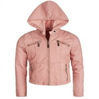 Jou Jou Big Girls Removable-Hood moto jakna: meka ružičasta