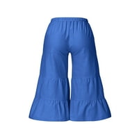 Inevennen ženske ležerne pantalone za široku nogu modne čvrste boje elastične visoke struk labave hlače