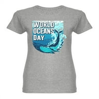 Svjetski okeanski dan u obliku majica u obliku dizajna žene -Image by shutterstock, ženska X-velika