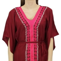 Bimba ženski maroon kimono maxi haljina Aari Radni labav kaftan duga haljina-18
