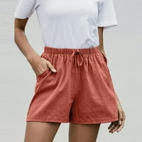 Žene casual nacrtački elastični struk Comfy pamučne kratke hlače ljetne hlače sa džepovima