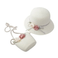 Djevojke 2- starosna slamna šešir Turizam sunčani šešir Cvjetni dječji šešir i torba