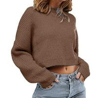 Dugi pulover džemperi za žene djevojke pulover džemperi dugih rukava komforan kaki m