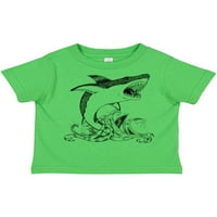 Inktastični sjajni bijeli morski pas u crnom poklon dječaku majicu malih djevojaka ili majica mališana
