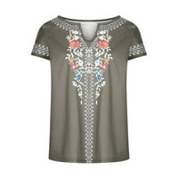 Košulje etničkih stila za žene modni casual bluza s kratkim rukavima V-izrez