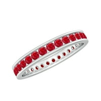 Laboratorija je stvorila Ruby Puni vječni prsten za žene - AAAA Kvaliteta, Sterling Silver, US 5,50