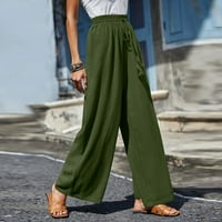 Zodggu Žene Ljetne casual pantalone High Squik pune dužine duge hlače Čvrsto boje Udobne ukras gumba