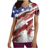 Homodles 4. srpnja Košulje žene - Slavi Rela Fit Pulover SAD-a zastava Ispiši Ležerne prilike V-izrez