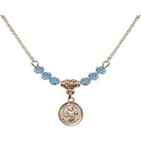 Ogrlica sa pozlaćenom zlatom Hamilton sa plavim matarnim mjesecom kamene perle i šarm svetog Dizalica