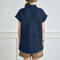 Ženska bluza Šifonska gumba Dolje majice sa džepovima Bluze kratkih rukava Kretni bluze V-izrez Ležerne