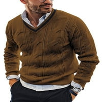 NOLLA MUŠKA OTVORA Čvrsta boja Duge pulover dugih rukava Muški vijak Slim Fit Jumper vrhovi mens V džemper